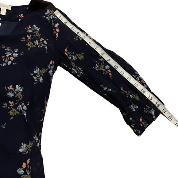 Garnet Hill Dress Mini Tiered Silk Navy Floral Size 2 - Picture 6 of 6